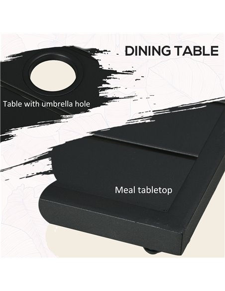 Outsunny 5-Piece Outdoor Dining Set with Cushions, Metal Table & 4 Stackable Chairs, Umbrella Hole, Black 84G-280V70BK - pic 63799 | FastDaddyshop