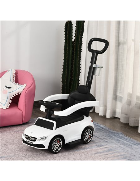 HOMCOM Toddlers Push Along Car Licensed PP Mercedes-Benz Ride On Stroller White - pic 6382 | FastDaddyshop