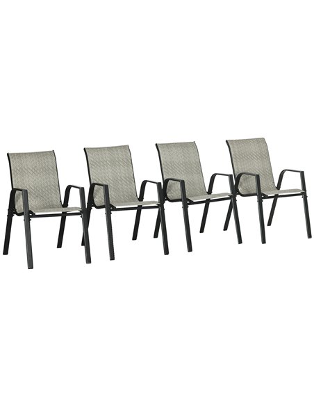 Outsunny Rattan Outdoor Chairs, Stackable Set of 4 with Armrests and Backrest for Patio, Garden, Mixed Grey 861-073V00GG - pic 63822 | FastDaddyshop