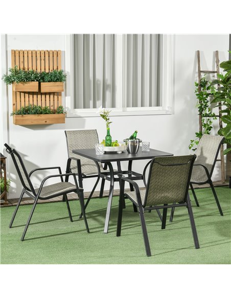 Outsunny Rattan Outdoor Chairs, Stackable Set of 4 with Armrests and Backrest for Patio, Garden, Mixed Grey 861-073V00GG - pic 63823 | FastDaddyshop