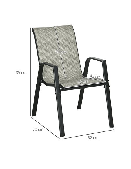 Outsunny Rattan Outdoor Chairs, Stackable Set of 4 with Armrests and Backrest for Patio, Garden, Mixed Grey 861-073V00GG - pic 63824 | FastDaddyshop