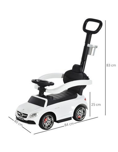HOMCOM Toddlers Push Along Car Licensed PP Mercedes-Benz Ride On Stroller White