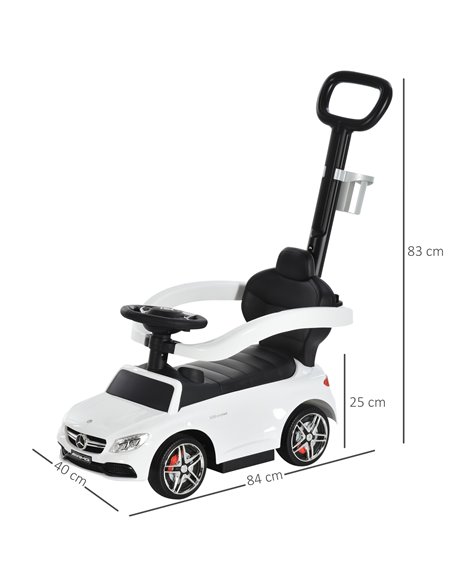 HOMCOM Toddlers Push Along Car Licensed PP Mercedes-Benz Ride On Stroller White - pic 6383 | FastDaddyshop