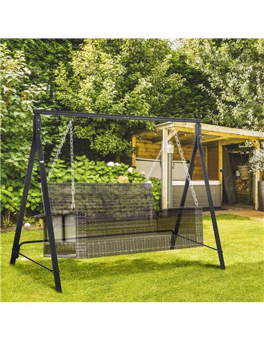 Outsunny Metal Porch Swing Stand, Heavy Duty Swing Frame, Hanging Chair Stand Only, 240kg Weight Capacity for Garden, Patio, Law