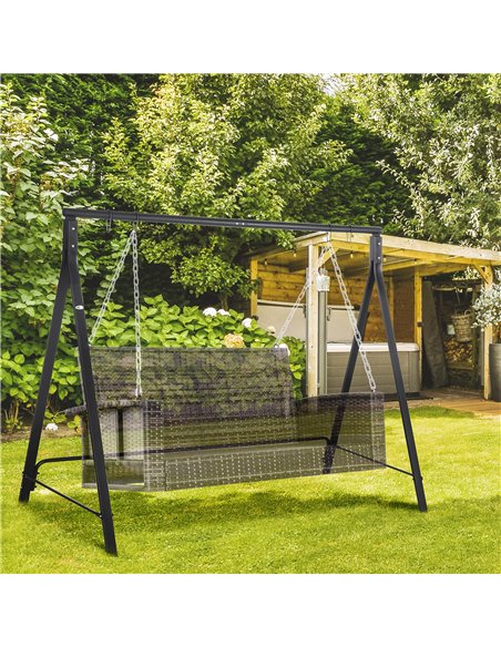 Outsunny Metal Porch Swing Stand, Heavy Duty Swing Frame, Hanging Chair Stand Only, 240kg Weight Capacity for Garden, Patio, Law - pic 63859 | FastDaddyshop