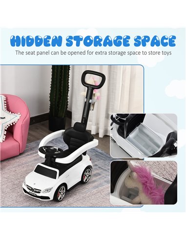 HOMCOM Toddlers Push Along Car Licensed PP Mercedes-Benz Ride On Stroller White