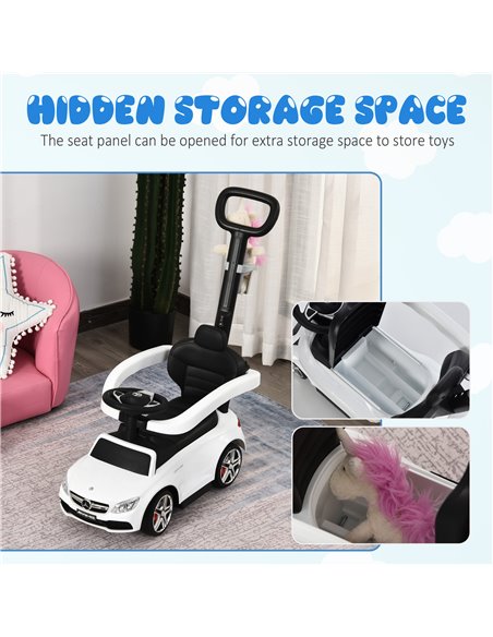 HOMCOM Toddlers Push Along Car Licensed PP Mercedes-Benz Ride On Stroller White - pic 6386 | FastDaddyshop