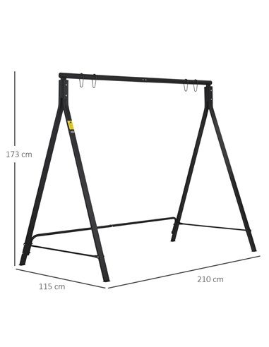 Outsunny Metal Porch Swing Stand, Heavy Duty Swing Frame, Hanging Chair Stand Only, 240kg Weight Capacity for Garden, Patio, Law