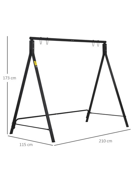 Outsunny Metal Porch Swing Stand, Heavy Duty Swing Frame, Hanging Chair Stand Only, 240kg Weight Capacity for Garden, Patio, Law - pic 63860 | FastDaddyshop