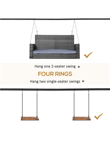 Outsunny Metal Porch Swing Stand, Heavy Duty Swing Frame, Hanging Chair Stand Only, 240kg Weight Capacity for Garden, Patio, Law