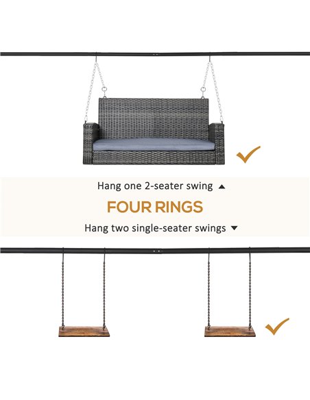 Outsunny Metal Porch Swing Stand, Heavy Duty Swing Frame, Hanging Chair Stand Only, 240kg Weight Capacity for Garden, Patio, Law - pic 63862 | FastDaddyshop