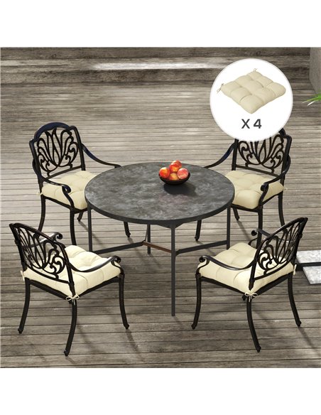 Outsunny Replacement Seat Cushions, 4-Piece Patio Chair Cushion Set with Ties, Indoor Outdoor Use, Beige 84G-190V70BG - pic 63868 | FastDaddyshop