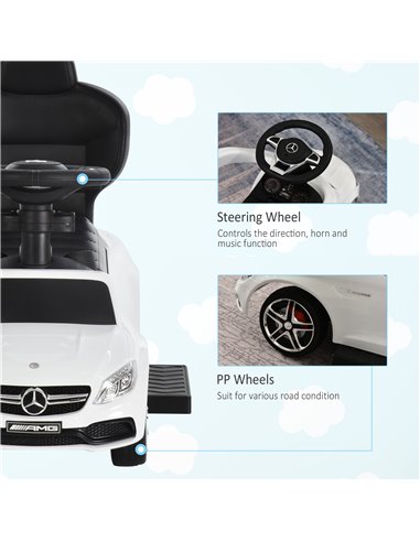 HOMCOM Toddlers Push Along Car Licensed PP Mercedes-Benz Ride On Stroller White