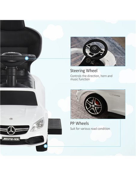 HOMCOM Toddlers Push Along Car Licensed PP Mercedes-Benz Ride On Stroller White - pic 6387 | FastDaddyshop