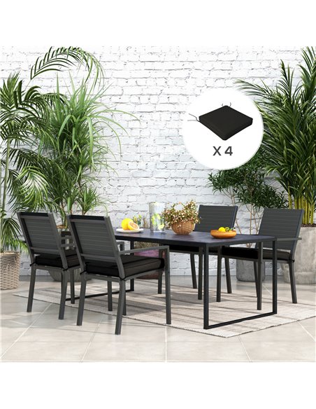 Outsunny Patio Chair Cushion Set, 4-Piece Seat Cushions with Ties, Replacement Pillows for Indoor Outdoor Use, Black 84G-194V70B - pic 63877 | FastDaddyshop