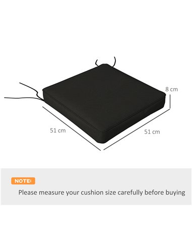 Outsunny Patio Chair Cushion Set, 4-Piece Seat Cushions with Ties, Replacement Pillows for Indoor Outdoor Use, Black 84G-194V70B