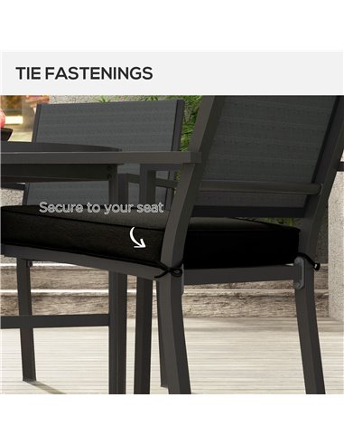 Outsunny Patio Chair Cushion Set, 4-Piece Seat Cushions with Ties, Replacement Pillows for Indoor Outdoor Use, Black 84G-194V70B