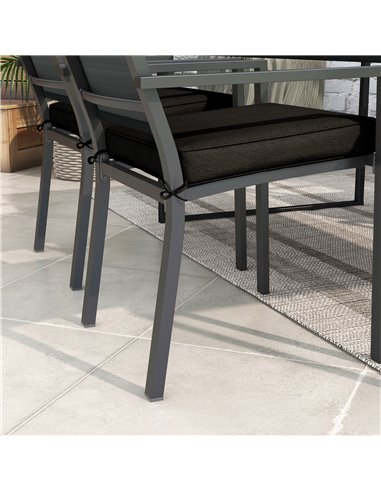 Outsunny Patio Chair Cushion Set, 4-Piece Seat Cushions with Ties, Replacement Pillows for Indoor Outdoor Use, Black 84G-194V70B