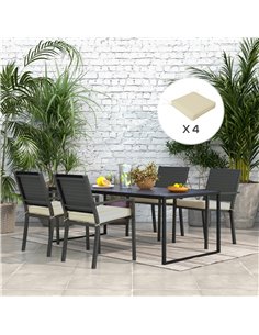 Outsunny 4-Piece Replacement Seat Cushions, Patio Chair Pillow Set with Ties, Indoor/Outdoor Use, Beige 84G-194V70BG 2