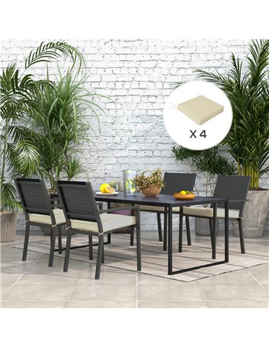 Outsunny 4-Piece Replacement Seat Cushions, Patio Chair Pillow Set with Ties, Indoor/Outdoor Use, Beige 84G-194V70BG