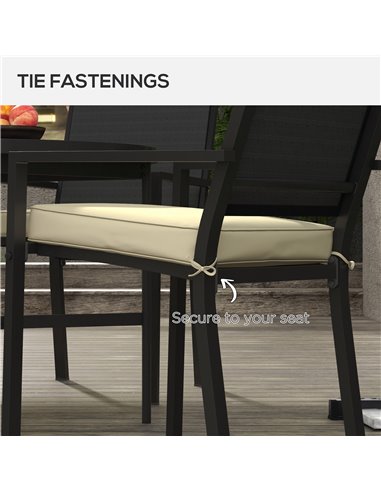 Outsunny 4-Piece Replacement Seat Cushions, Patio Chair Pillow Set with Ties, Indoor/Outdoor Use, Beige 84G-194V70BG