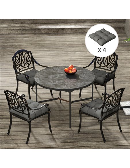 Outsunny 4-Piece Seat Cushion Pillows Replacement, Patio Chair Cushions Set with Ties for Indoor Outdoor, Charcoal Grey 84G-190V - pic 63904 | FastDaddyshop
