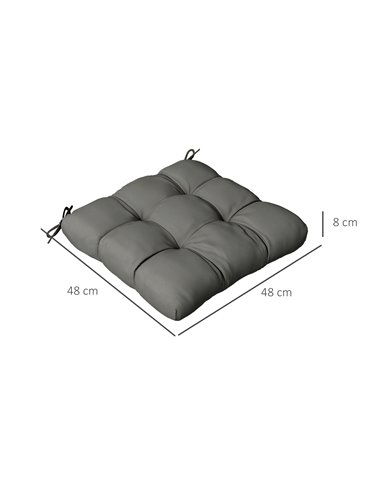 Outsunny 4-Piece Seat Cushion Pillows Replacement, Patio Chair Cushions Set with Ties for Indoor Outdoor, Charcoal Grey 84G-190V