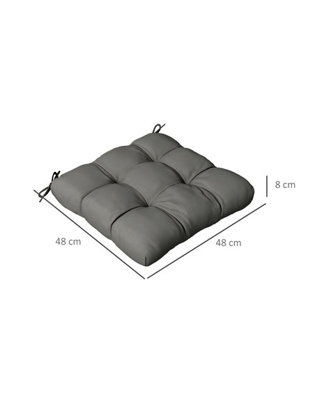 Outsunny 4-Piece Seat Cushion Pillows Replacement, Patio Chair Cushions Set with Ties for Indoor Outdoor, Charcoal Grey 84G-190V - pic 63905 | FastDaddyshop
