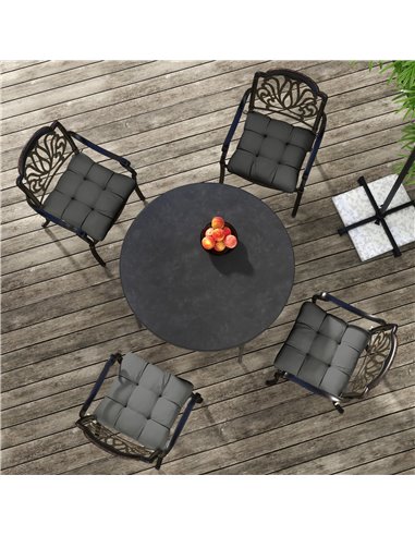 Outsunny 4-Piece Seat Cushion Pillows Replacement, Patio Chair Cushions Set with Ties for Indoor Outdoor, Charcoal Grey 84G-190V