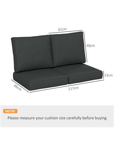 Outsunny Replacement Cushion Set for Patio Chairs, 3-Piece Back and Seat Pillows, Indoor Outdoor Use, Charcoal Grey 84G-396V70CG