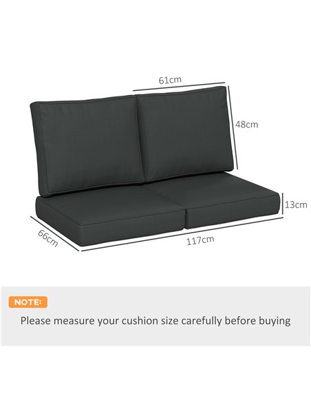 Outsunny Replacement Cushion Set for Patio Chairs, 3-Piece Back and Seat Pillows, Indoor Outdoor Use, Charcoal Grey 84G-396V70CG - pic 63914 | FastDaddyshop