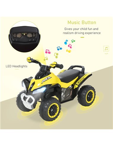 HOMCOM Toddler Kids Ride On Car Walker Foot To Floor Slider w/ Music Lights NO POWER Manual for 18 - 36 Months Yellow