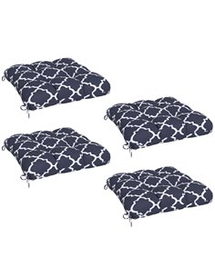 Outsunny Replacement Seat Cushions Set for Patio Chairs, 4-Piece Indoor Outdoor Cushion Pillows with Ties, Blue 84G-190V70BU