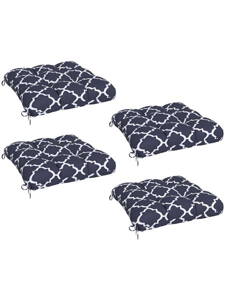 Outsunny Replacement Seat Cushions Set for Patio Chairs, 4-Piece Indoor Outdoor Cushion Pillows with Ties, Blue 84G-190V70BU - pic 63930 | FastDaddyshop