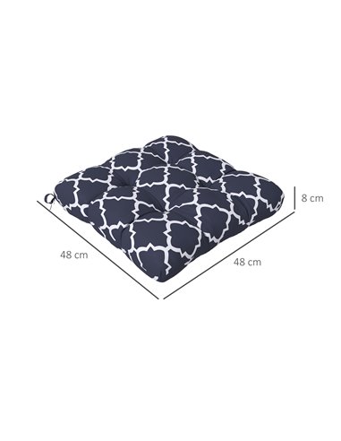 Outsunny Replacement Seat Cushions Set for Patio Chairs, 4-Piece Indoor Outdoor Cushion Pillows with Ties, Blue 84G-190V70BU