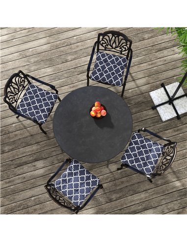 Outsunny Replacement Seat Cushions Set for Patio Chairs, 4-Piece Indoor Outdoor Cushion Pillows with Ties, Blue 84G-190V70BU