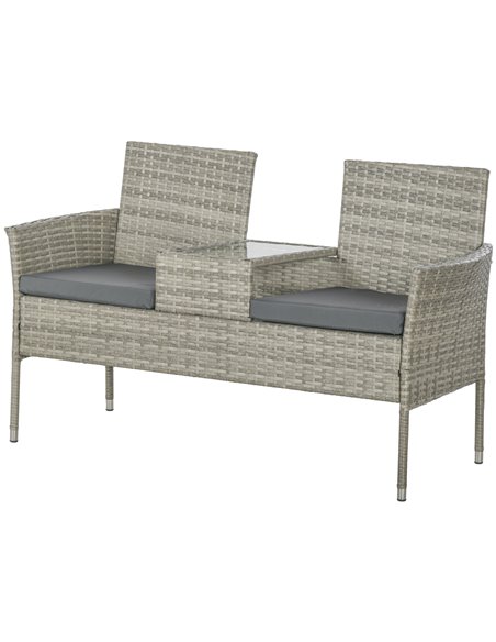 Outsunny Two-Seat Rattan Chair, with Middle Table - Mixed Grey 867-181V01GG - pic 63939 | FastDaddyshop