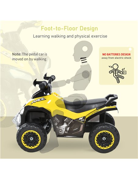 HOMCOM Toddler Kids Ride On Car Walker Foot To Floor Slider w/ Music Lights NO POWER Manual for 18 - 36 Months Yellow - pic 6394 | FastDaddyshop