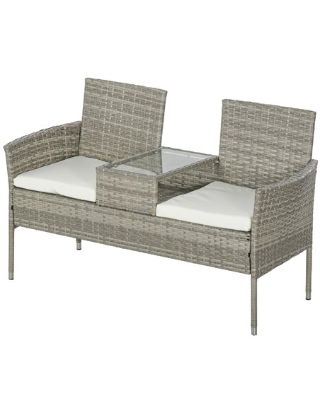 Outsunny Two-Seat Rattan Chair, with Middle Table - Grey 867-181V70GG - pic 63948 | FastDaddyshop