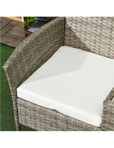 Outsunny Two-Seat Rattan Chair, with Middle Table - Grey 867-181V70GG