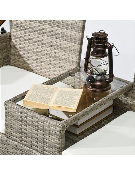 Outsunny Two-Seat Rattan Chair, with Middle Table - Grey 867-181V70GG - pic 63956 | FastDaddyshop