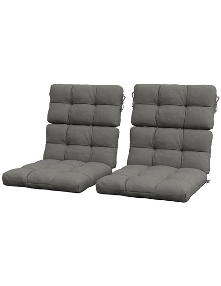Outsunny Garden Patio Chair Cushions Set of 2 with Backrest, Seat Pad Replacement with Ties, Charcoal Grey 84G-199V70CG - pic 63966 | FastDaddyshop