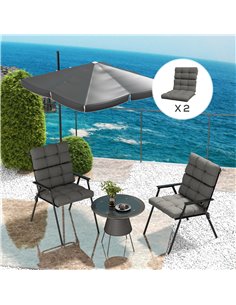 Outsunny Garden Patio Chair Cushions Set of 2 with Backrest, Seat Pad Replacement with Ties, Charcoal Grey 84G-199V70CG 2