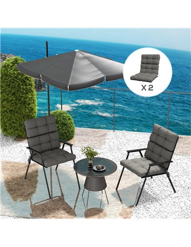 Outsunny Garden Patio Chair Cushions Set of 2 with Backrest, Seat Pad Replacement with Ties, Charcoal Grey 84G-199V70CG