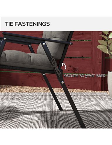 Outsunny Garden Patio Chair Cushions Set of 2 with Backrest, Seat Pad Replacement with Ties, Charcoal Grey 84G-199V70CG