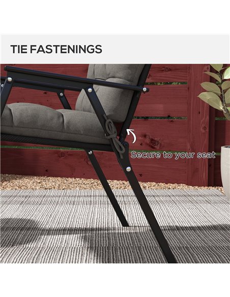 Outsunny Garden Patio Chair Cushions Set of 2 with Backrest, Seat Pad Replacement with Ties, Charcoal Grey 84G-199V70CG - pic 63970 | FastDaddyshop