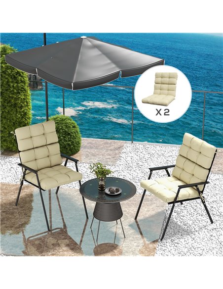 Outsunny Replacement Seat Cushion Set with Backrest for Garden Patio Chairs, Ties Included, Beige 84G-199V70BG - pic 63976 | FastDaddyshop