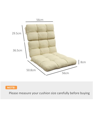 Outsunny Replacement Seat Cushion Set with Backrest for Garden Patio Chairs, Ties Included, Beige 84G-199V70BG
