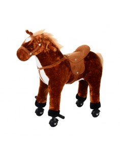 Homcom 3+ Kids Plush Ride On Walking Horse with Sound Brown