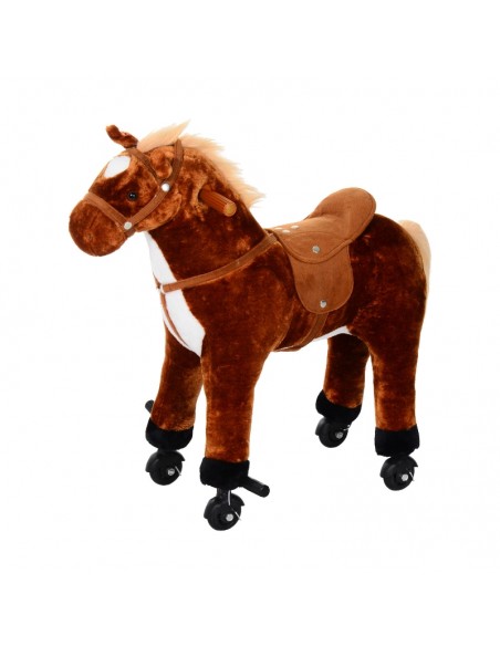 Homcom 3+ Kids Plush Ride On Walking Horse with Sound Brown - pic 6398 | FastDaddyshop